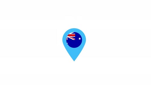 Flat Design Animated Map Pin with Australian Flag