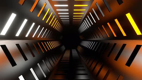 Orange And White Neon Bright Light Hex Tunnel Background Vj Loop In 4K