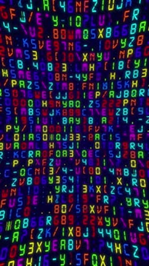Vertikales Video — Hintergrund der mehrfarbigen digitalen Codematrix-Technologie