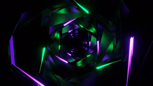 Purple And Turquoise Moving Neon Dark Tunnel Background Vj Loop In 4K