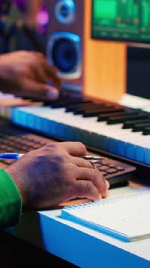 Musician Taking Notes and Composing Music