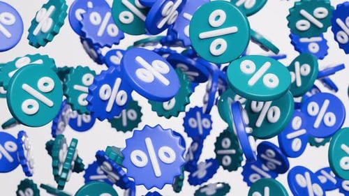 Falling 3D Percentage Symbols for Sales and Promotions