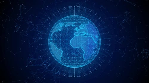 Futuristic Digital 3d Earth Hologram Network Technology Connection Plexus Data 4k Background