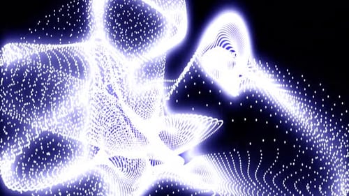 glowing digital magic particles wave line . abstract shiny futuristic glitter particle motion effect