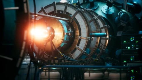 Futuristic Cyberpunk Power Plant Thermonuclear or Nuclear Reactor
