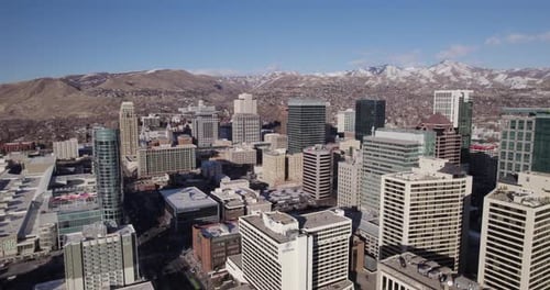 Aerial View of Salt Lake City Downtown Buildings, Utah