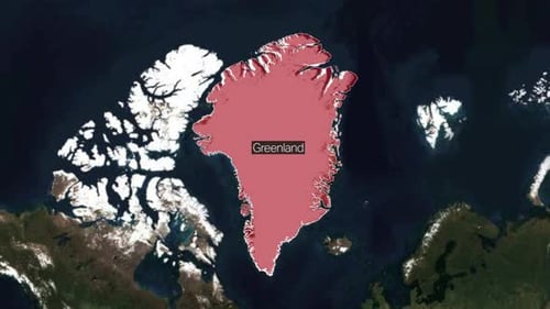 Geographic Map Zoom to Greenland Highlight