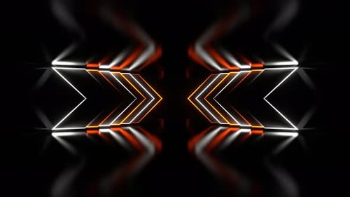 Corridor With Orange And White Neon Arrows Background Vj Loop In 4K