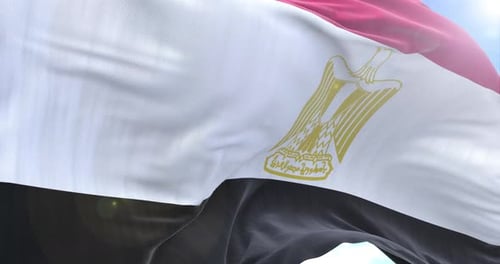 Realistic 3D Egyptian Flag Waving in Bright Sunlight