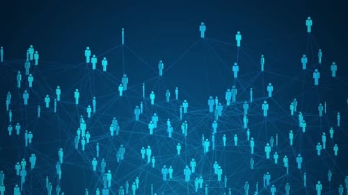 Digital Network of Connected People Icons Loop Background