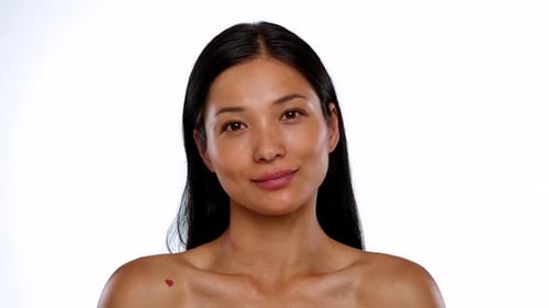 Woman Smiling Portrait on White Background