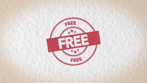 Animated Hand Stamps 'FREE' Marketing Concept on Paper