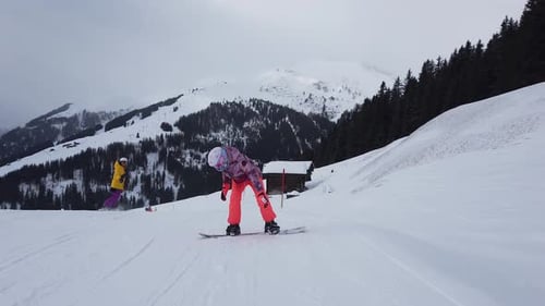Girl snowboarder