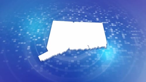 Connecticut State Map Outline Reveal on Digital Background
