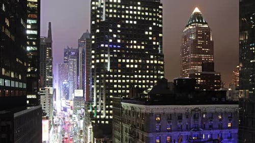 NEW YORK - OCTOBER 15, 2014: Manhattan Downtown at Evening, Time Lapse,
