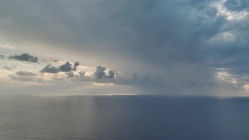 Aerial View Blue Hues Enhance Cloudy Mediterranean Sunset