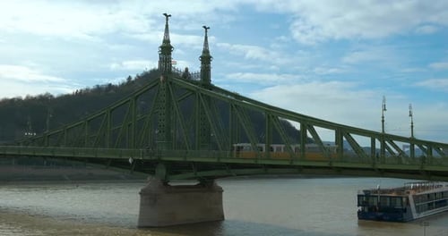 City Life on Freedom Bridge in Hungary