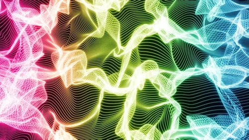 Abstract fluid wavy lines background, seamless loop animation. 3D render, looped