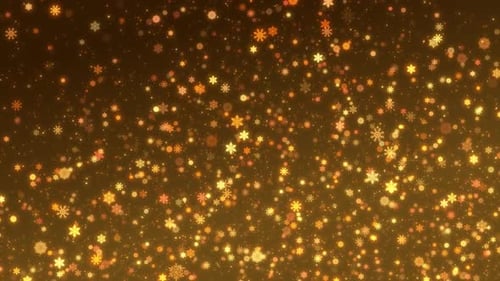 Golden Shimmering Snowflakes Falling Festive Celebration Background