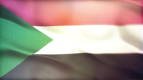 Waving Flag of Sudan Animation with Realistic Fabric Texture