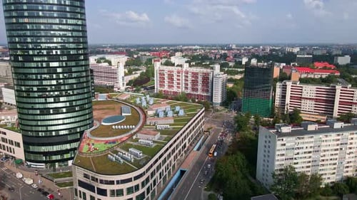 Aerial Cityscape with High Rise Building