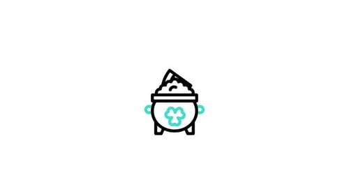 Minimalist Shamrock Cauldron Icon with Rainbow Animation