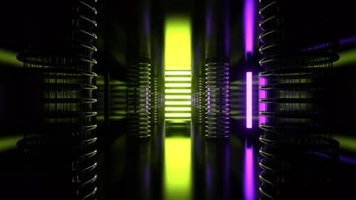 Purple And Light Green Alien Strobe Corridor With Vertical Portal Background Vj Loop I 4K