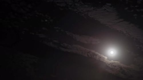 Full Moon and Clouds in the Night Sky