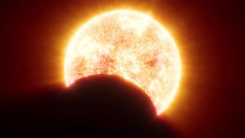 3D-Animation einer partiellen Sonnenfinsternis.