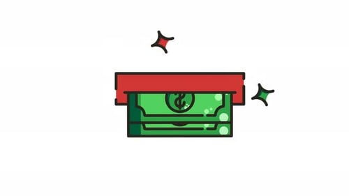 Animated Flat Design Money Cash Transaction Icon