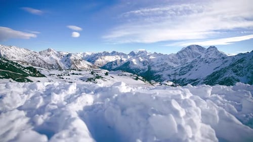 Top View of Mountain to Snowcovered Mountain Range Beautiful Winter Nature Outdoors Landscape Ski