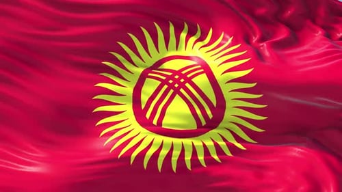 Realistic Waving Red Flag with Sun Emblem