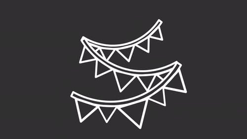 Animated Bunting Flags Line Art Celebration