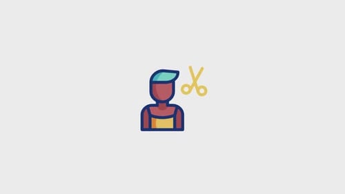 Animated Flat Design Icon of Hairdresser Person