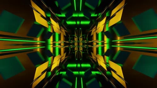 Strahlender VJ Loop mit pulsierenden und futuristischen Neonlichtern