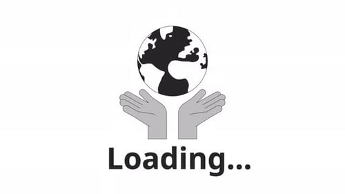 Minimalist Global Loading Animation with Hands Icon