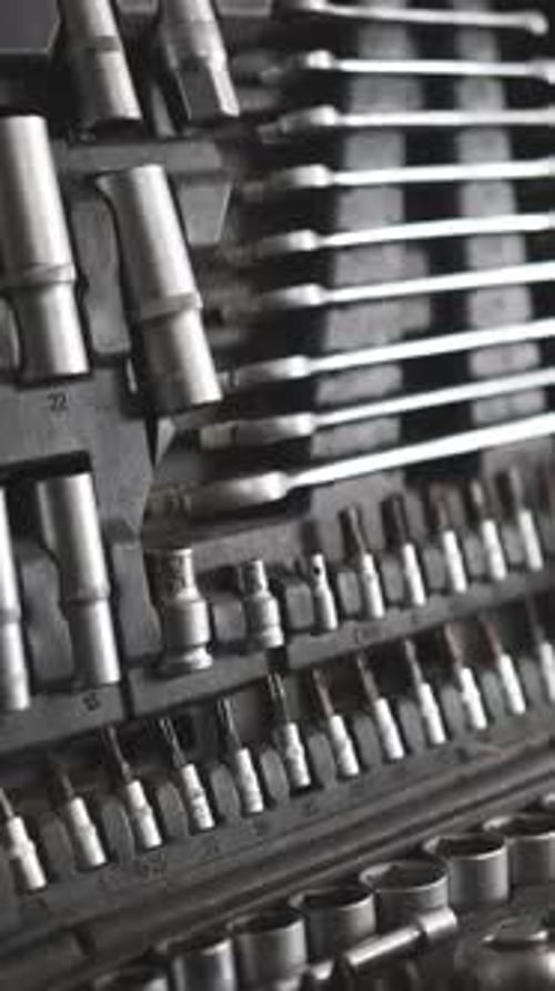 Close Up of a Toolbox Full of Wrenches