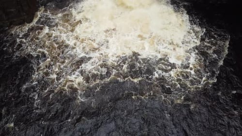 High Force , waterfall Lake District Cumbria UK Aerial reveal crane shot 4K Summer 2021