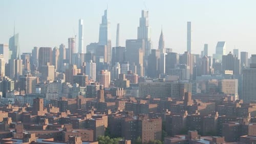 Aerial view of Midtown Manhattan at sunrise