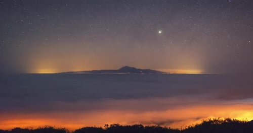 Timelapse of the Milky way rising over mount Teide seen from La Palma Island. Canary Islands, Spain.
