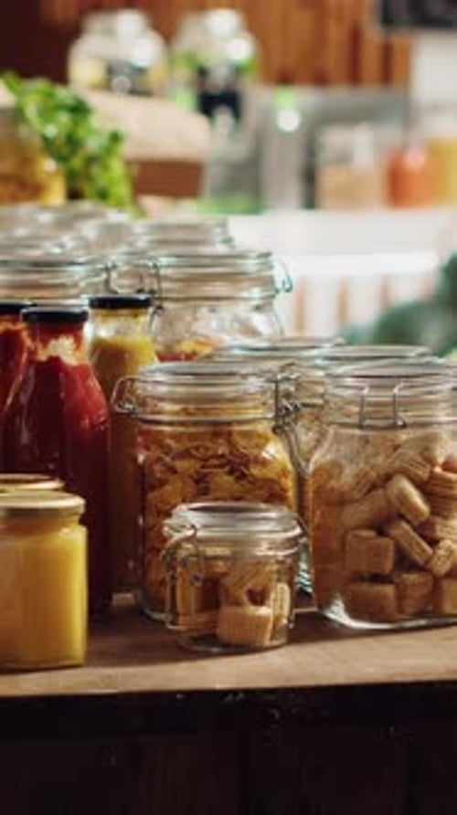 Breakfast Items in Jars and Bottles