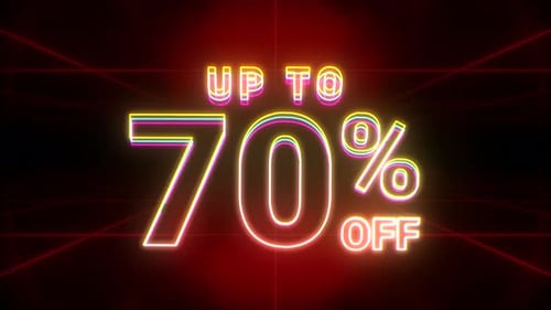 Colorful Neon Up To 70 Percent Off Sales Text Animation