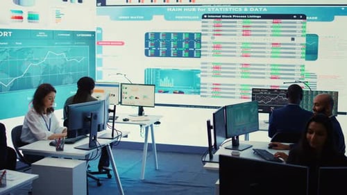 Forecast Affiliates Working in Coworking Space Office to Review Latest Business