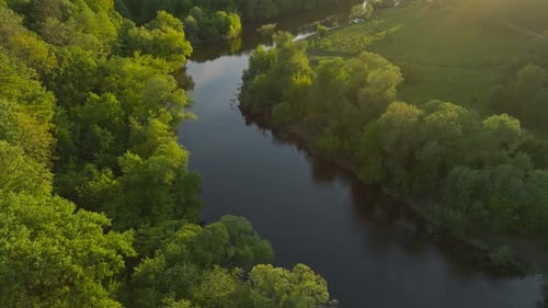 River Beautiful Morning Sun Lake Forest Sunset Dawn Summer Nature