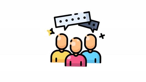 Animated Minimalist Icon of People Communicating
