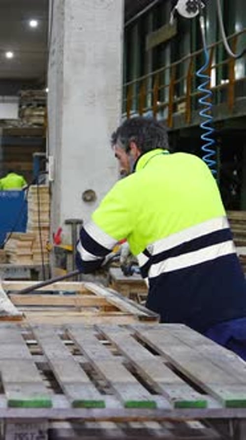 Pallet Recycling Process in Slow Motion