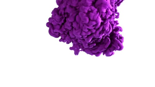 Purple Ink Cloud Dissolving on White Background