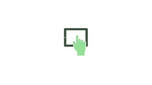 Flat Design Hand Taps Tablet Screen Icon Animation