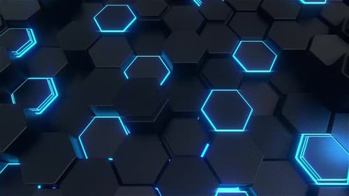 Fond de lumière bleue hexagones