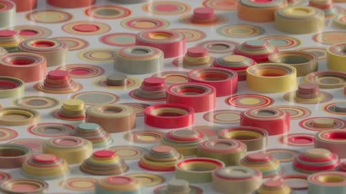 animation of geometric shapes moving in a chaotic manner